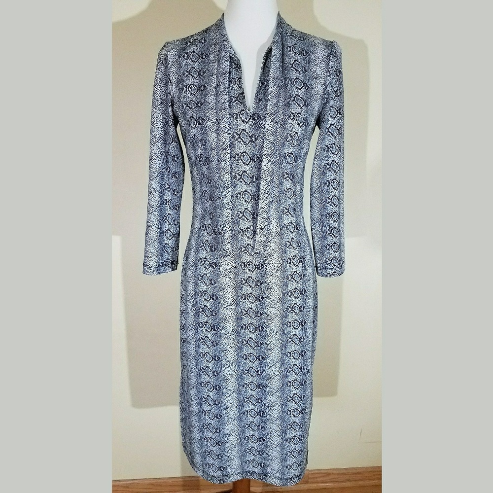 Vintage BCGB Snakeskin Print Tie Neck Dress
